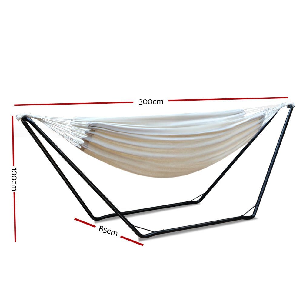 Hammock With Stand Steel Frame with Carry Bag Cream Black