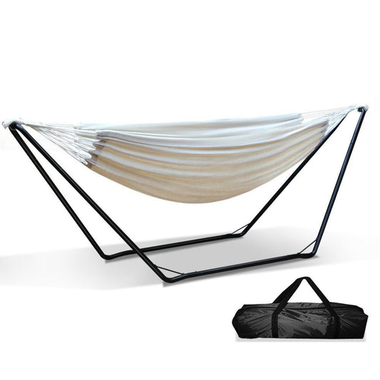 Hammock With Stand Steel Frame with Carry Bag Cream Black