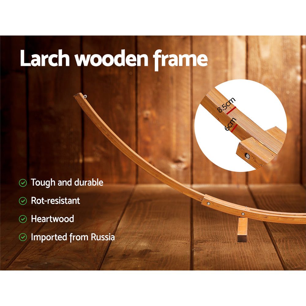 Hammock with Stand Double Tassel Wooden Larch Natural