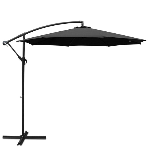 Cantilever Umbrella | Outdoor Patio Deck Beach | Instahut | 3m | Black