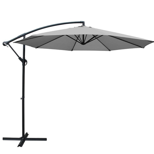 Cantilever Umbrella | Outdoor Patio Deck Beach | Instahut | 3m | Grey