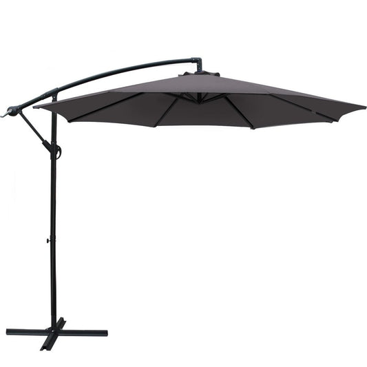 Cantilever Umbrella | Outdoor Patio Deck Beach | Instahut | 3m | Charcoal