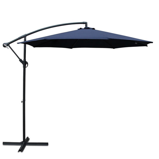 Cantilever Umbrella | Outdoor Patio Deck Beach | Instahut | 3m | Navy