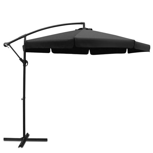 Cantilever Umbrella | Canopy with Straight Valance | Instahut | 3m | Black