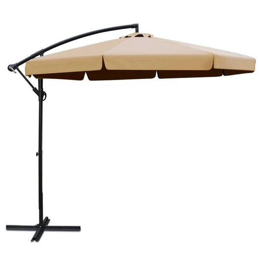 Cantilever Umbrella | Canopy with Straight Valance | Instahut | 3m | Beige