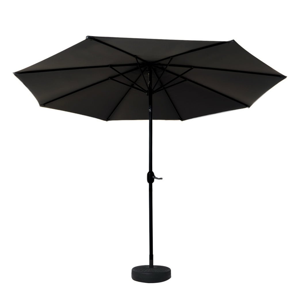 Outdoor Umbrella with Base Tilting 3m Patio Tilt Black