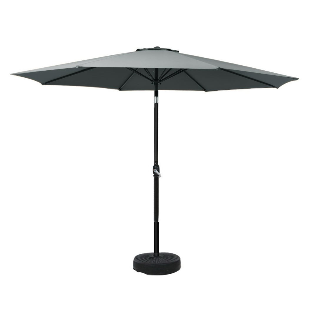 Outdoor Umbrella with Base Tilting 3m Patio Tilt Charcoal