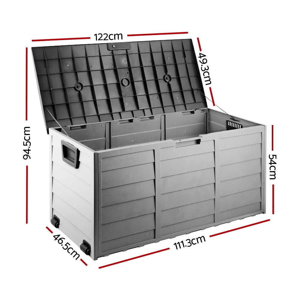 Outdoor Storage Box 290L Lockable Organiser Garden Deck Black