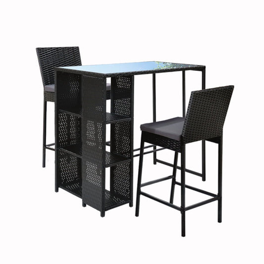 Outdoor Bar Table Setting 2 Seat Outdoor Stools with Storage