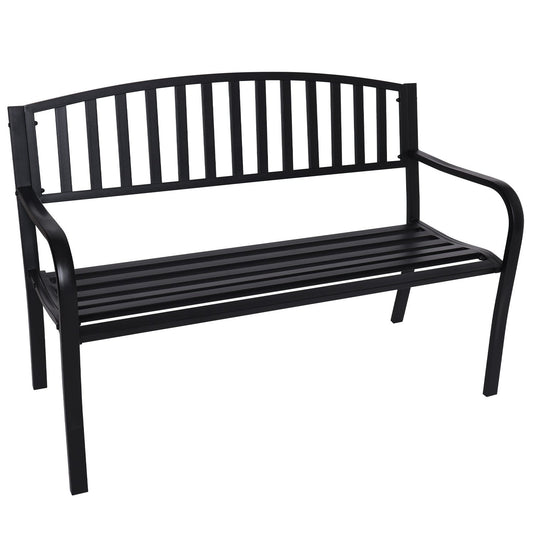 Outdoor Bench Seat Wallaroo Steel Metal Garden Black - Classic