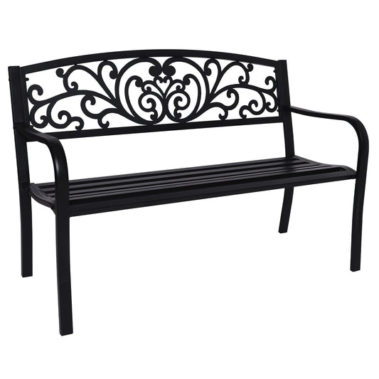 Outdoor Bench Seat Wallaroo Steel Metal Garden Black - Floral