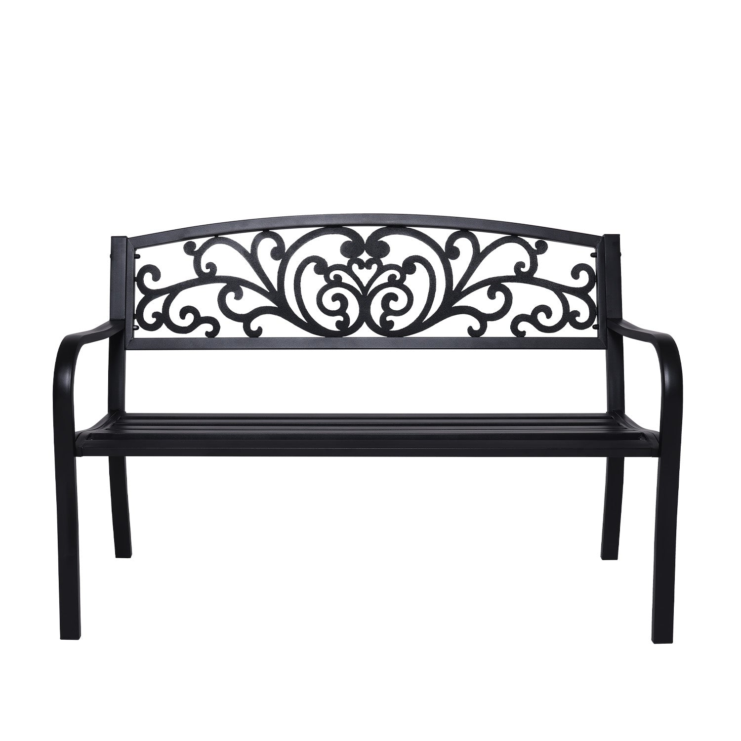 Outdoor Bench Seat Wallaroo Steel Metal Garden Black - Floral