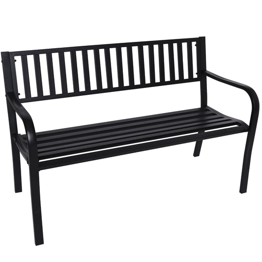 Outdoor Bench Seat Wallaroo Steel Metal Garden Black - Modern Design
