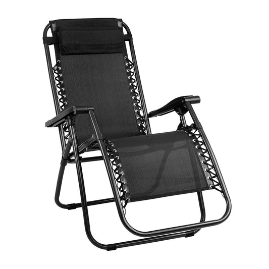 Outdoor Recliner Chair Lightweight Portable Folding Black