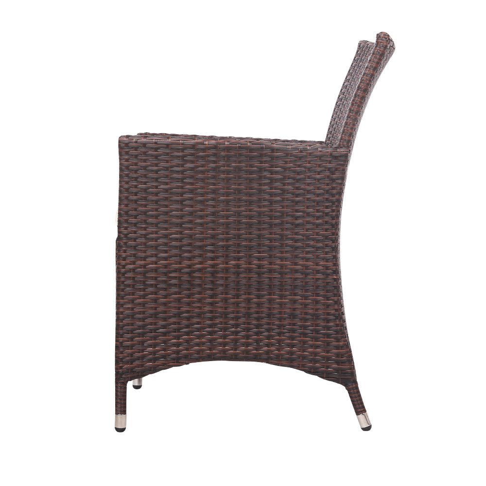 Outdoor Chair and Table Set Chat Set Gardeon 3PC Patio Set Brown