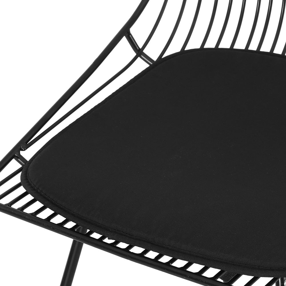 Outdoor Dining Chair Set | 2x Steel Wire Patio Chairs | Black