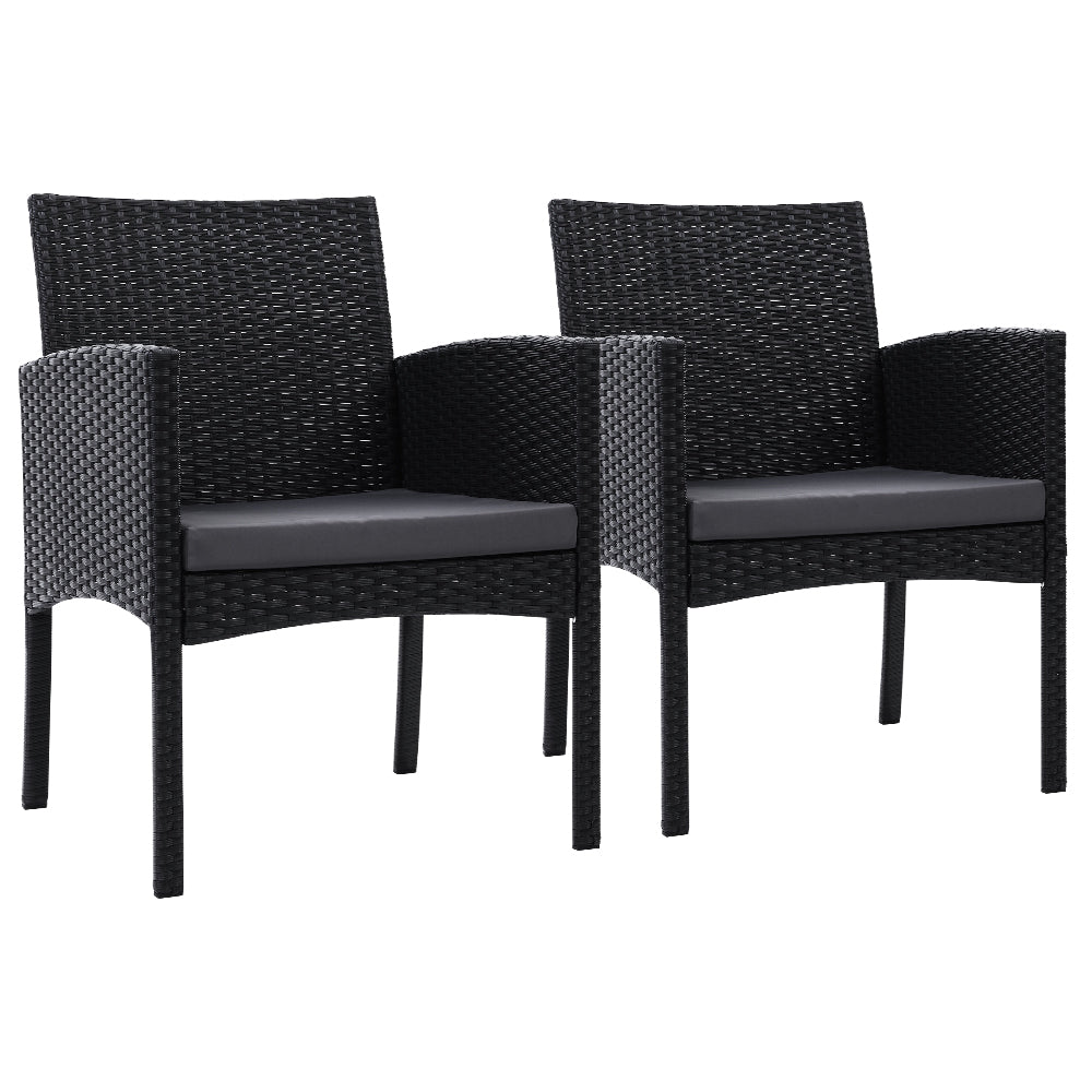 Outdoor Dining Chair Set 2PC Patio Furniture Rattan Chair Cushion XL Ezra