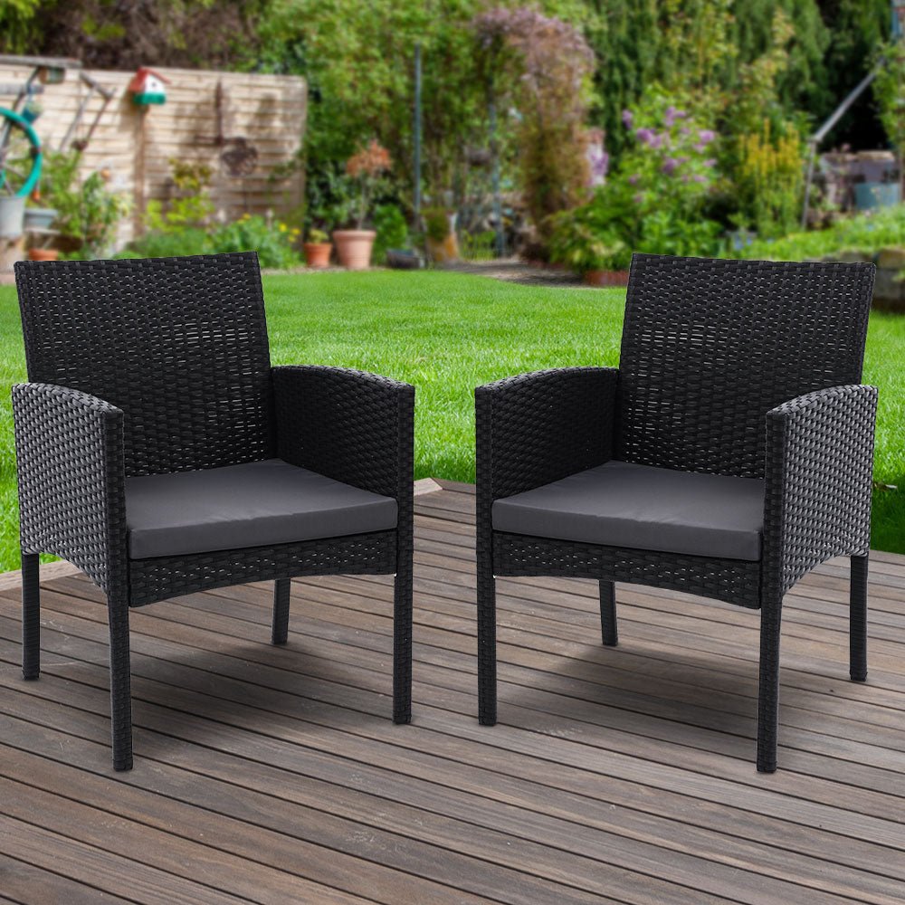 Outdoor Dining Chair Set 2PC Patio Furniture Rattan Chair Cushion XL Ezra