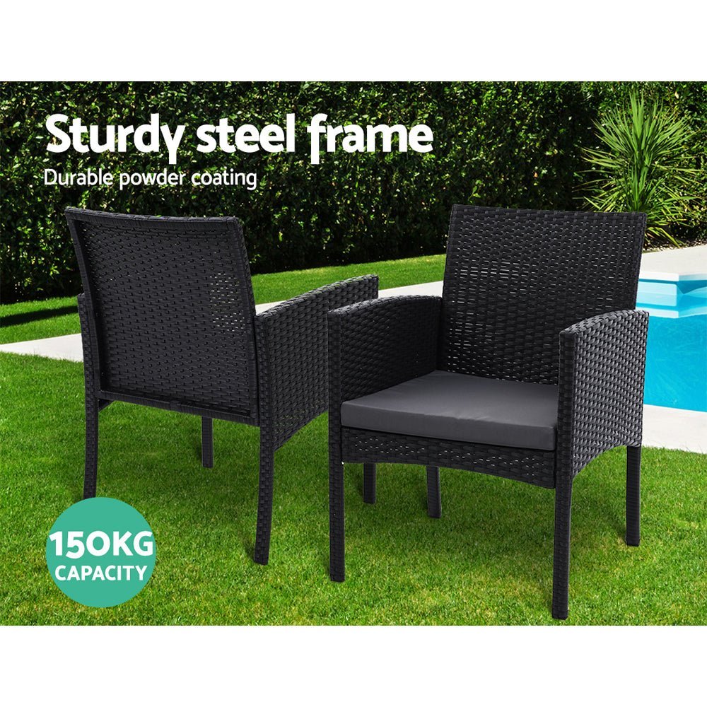 Outdoor Dining Chair Set 2PC Patio Furniture Rattan Chair Cushion XL Ezra