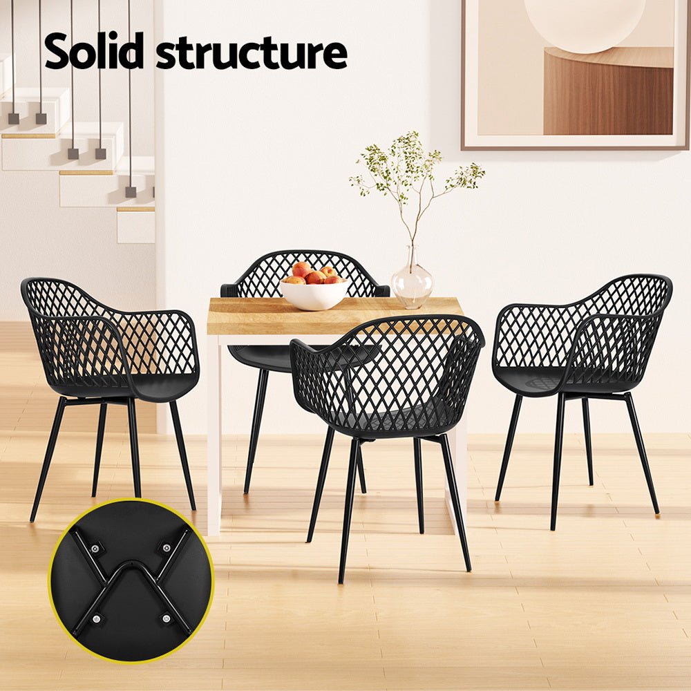 Outdoor Dining Chairs 4-Piece Lounge Chair Patio Furniture Black