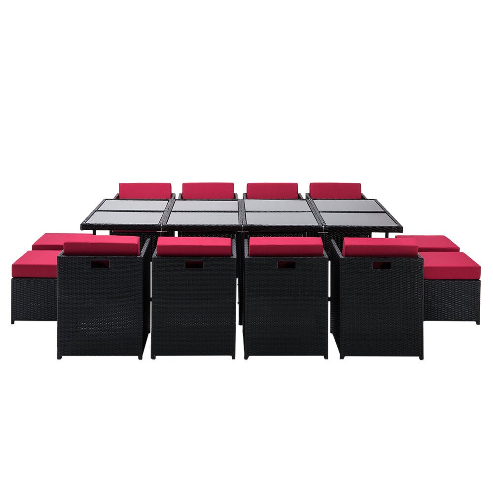 Outdoor Dining Set | 12 Seat | Extra Coloured Slips and Cover | Black