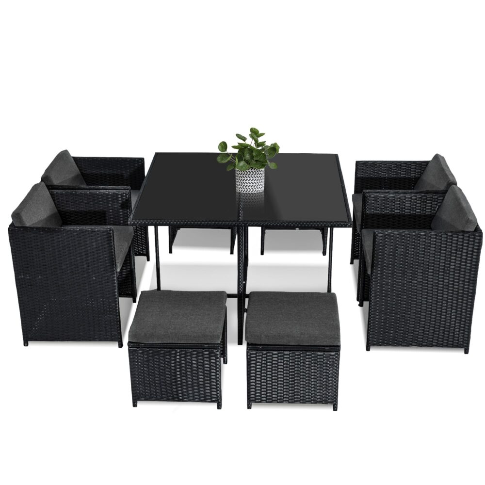 Outdoor Dining Table Set 8 Seater Horrocks Black