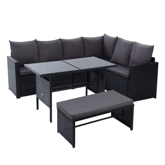 Outdoor Dining Set Sofa Lounge Setting Chairs Table Bench Black Cover