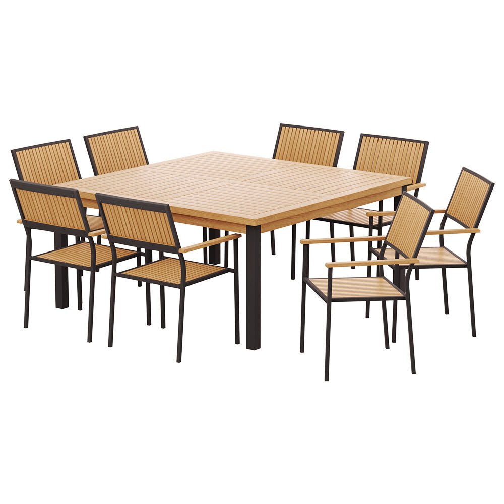Outdoor Dining Set 8 Seat Wooden Table Chairs Dining Setting