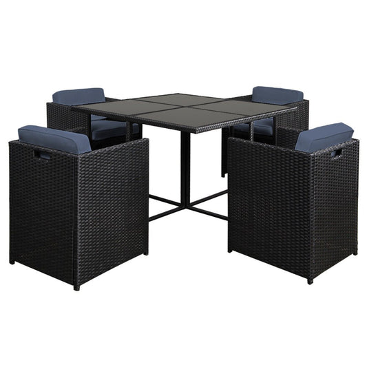 Outdoor Dining Setting 4 Seat Gardeon Wicker Table Chairs Set Black
