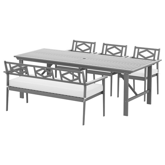 Outdoor Dining Set 6 Seat Wooden Table Chairs Acacia Setting Grey