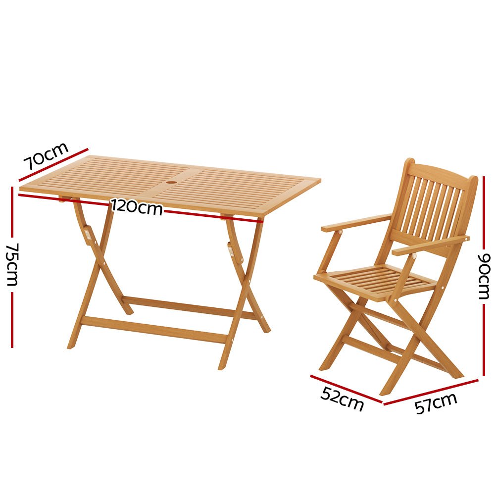 Gardeon Outdoor Dining Set 7 Piece Wooden Table Chairs Setting Foldable