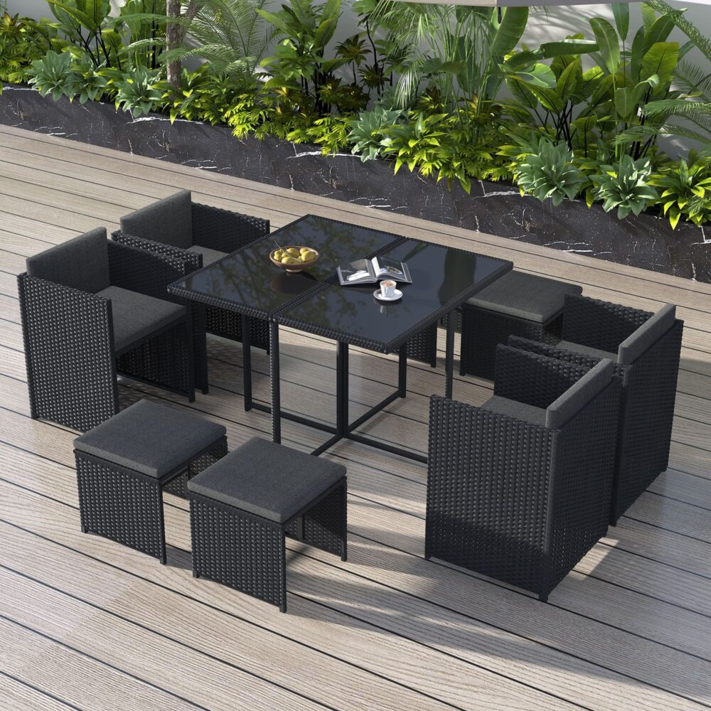 Outdoor Dining Table Set 8 Seater Horrocks Black