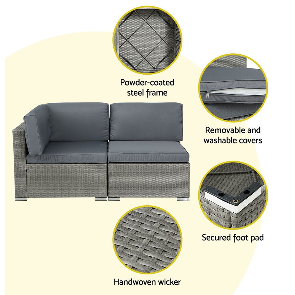 Outdoor Lounge | 4 Seat | Modular Outdoor Sofa Setting | All Grey