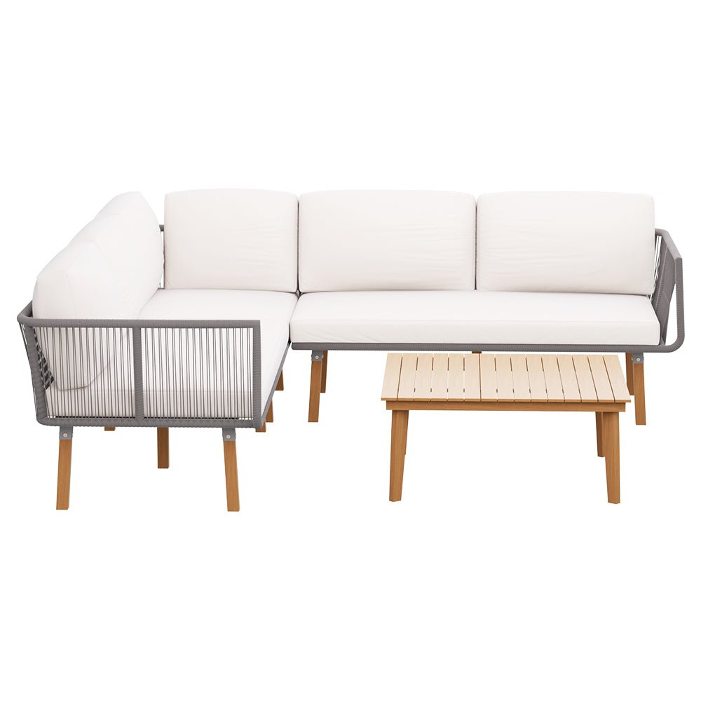 Outdoor Lounge 5 Seater Wooden Acacia Outdoor Sofa Setting Patio Set Aluminium