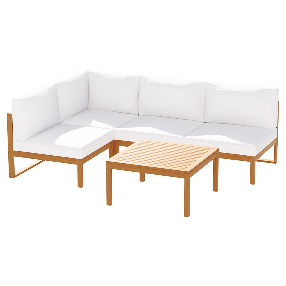 Outdoor Lounge Set Wooden 4 Seater Lounge Setting 5 Piece