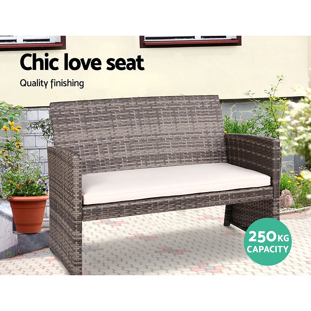 Outdoor Lounge Setting Gardeon 4 PCS Sofa Set Garden Furniture Grey