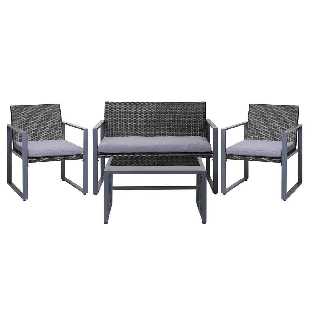 Outdoor Lounge Setting 4pcs Gardeon Sofa Set Garden Table Chairs with Cover