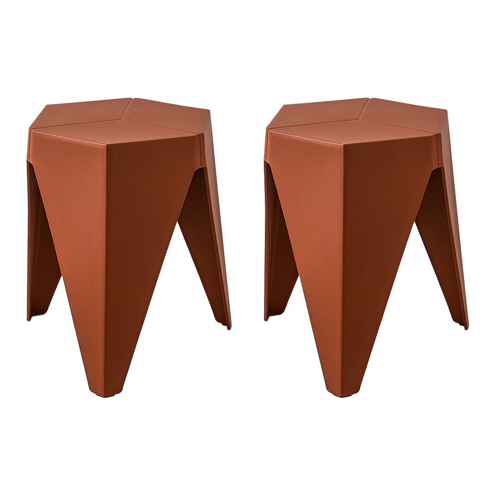 Outdoor Stool Set of 2 Bar Stools Plastic Puzzle Red