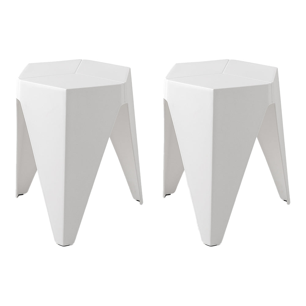 Outdoor Stool Set of 2 Bar Stools Plastic Puzzle White