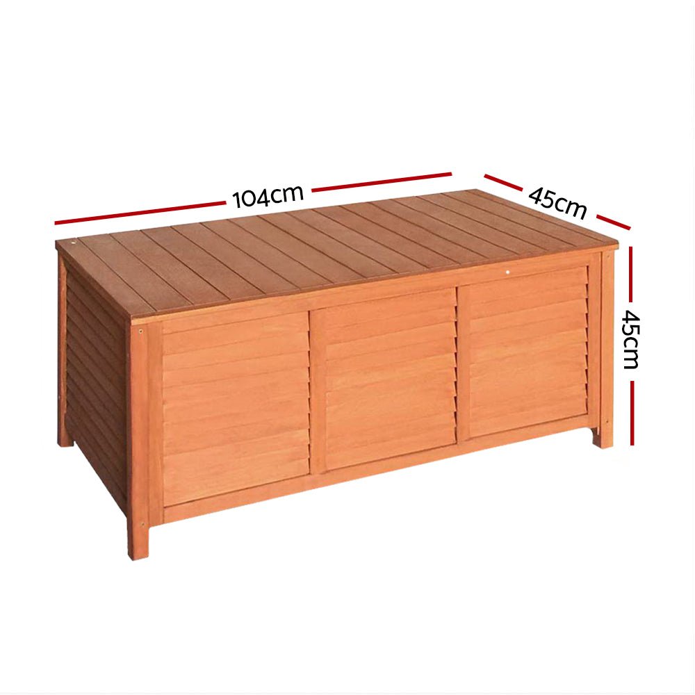 Outdoor Storage Bench Deck Box 210L Gardeon Wooden Seat Patio Furniture Natural