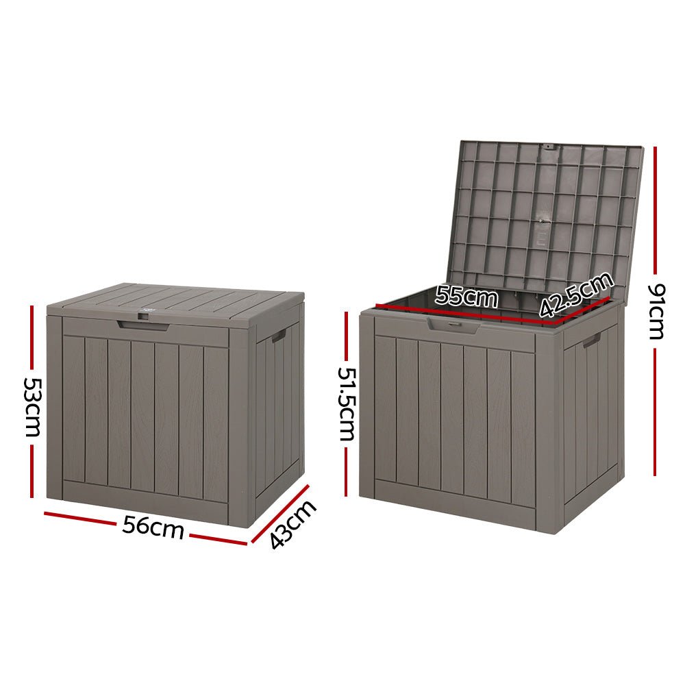 Gardeon Outdoor Storage Box 118L Container Lockable Garden Patio Grey