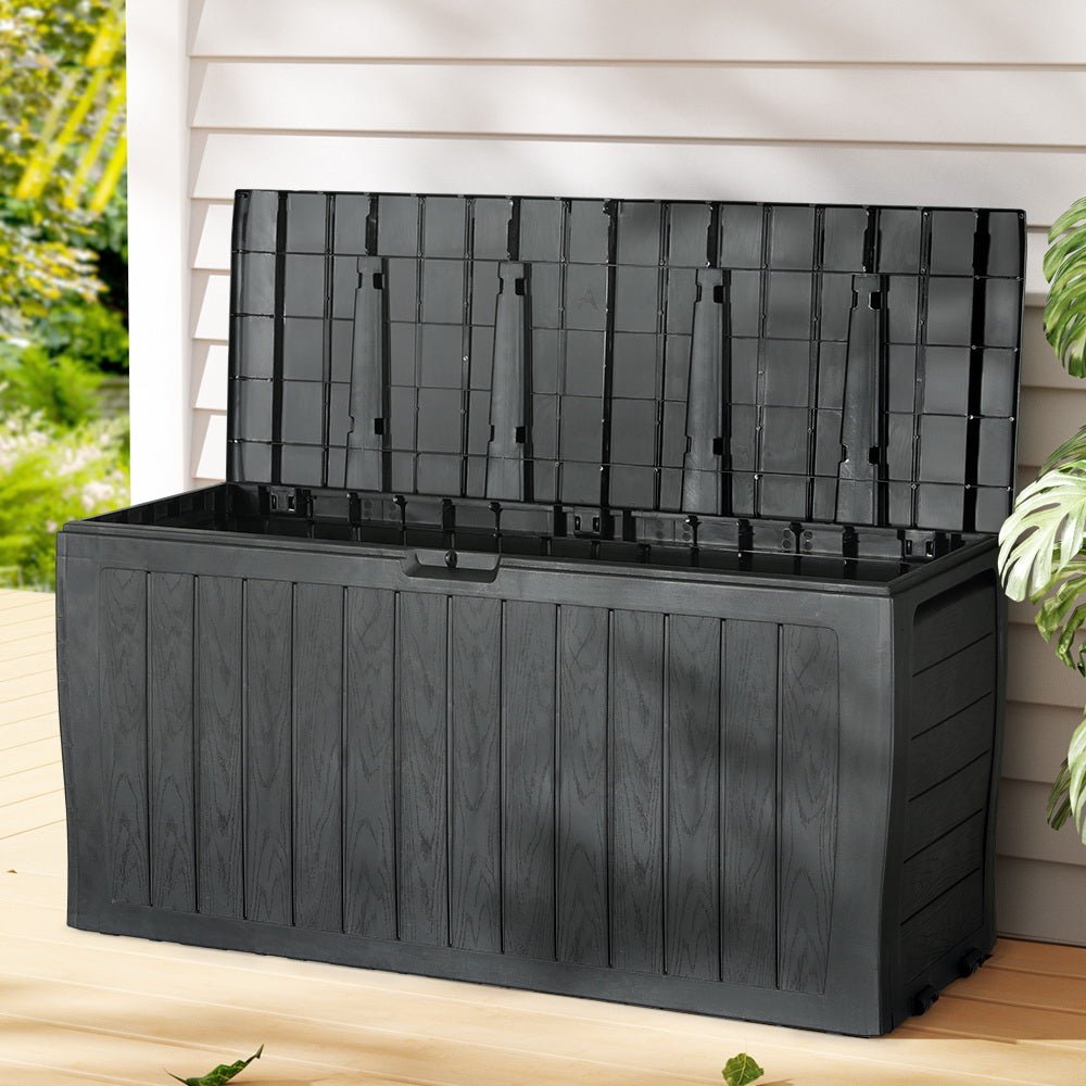 Outdoor Storage Box 220L Lockable Organiser Garden Deck Tool Black