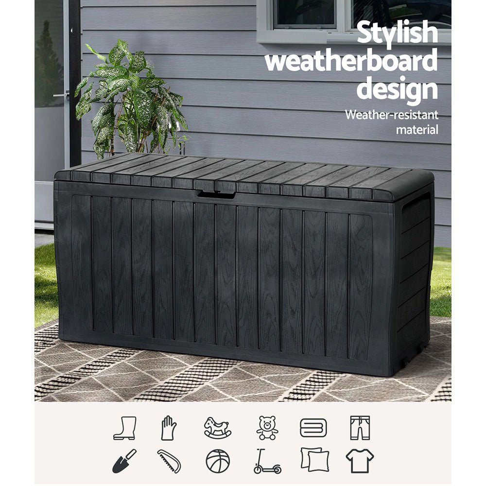 Outdoor Storage Box 220L Lockable Organiser Garden Deck Tool Black