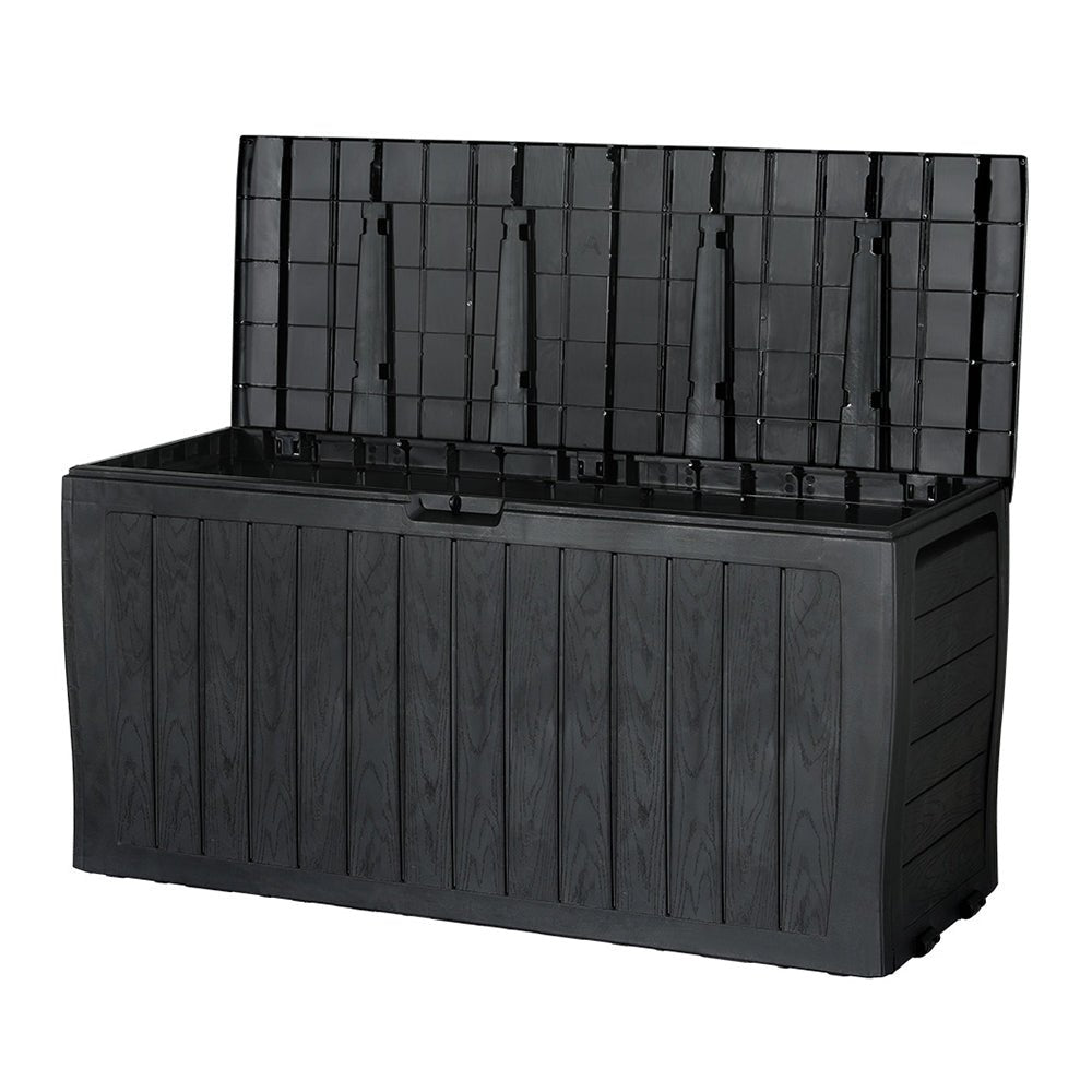 220L Outdoor Storage Box | Lockable Garden Deck Box | Black – Conch ...
