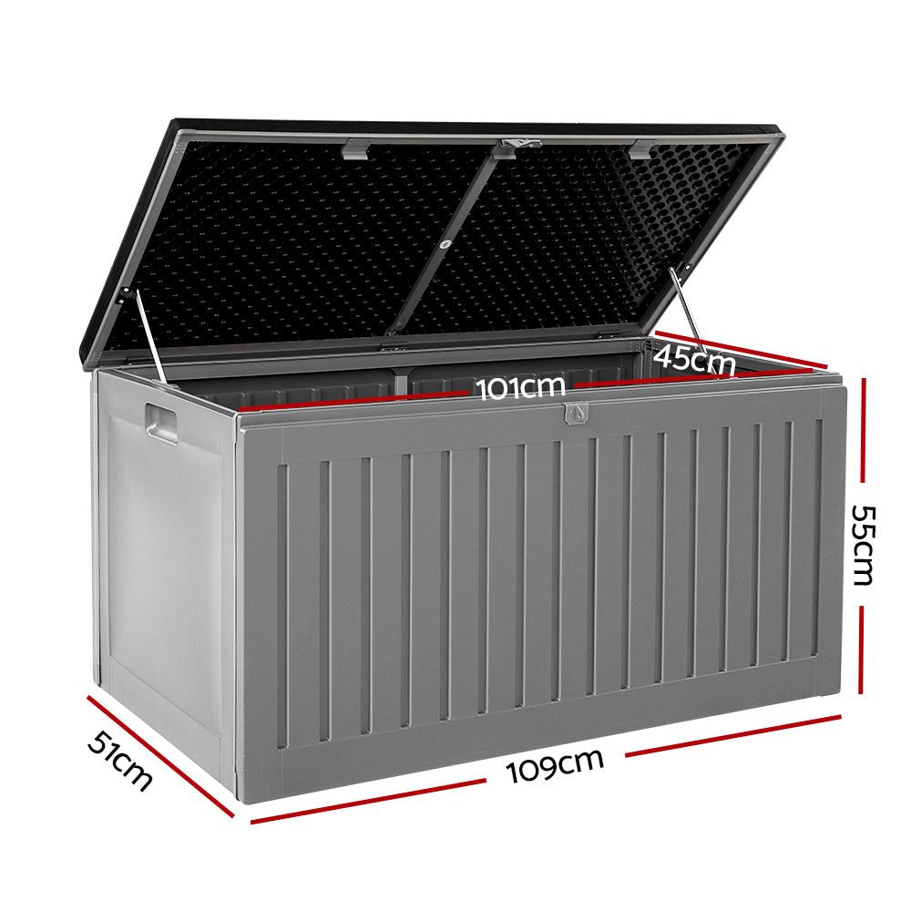 Outdoor Storage Box 270L Container Lockable Garden Bench Tool Grey