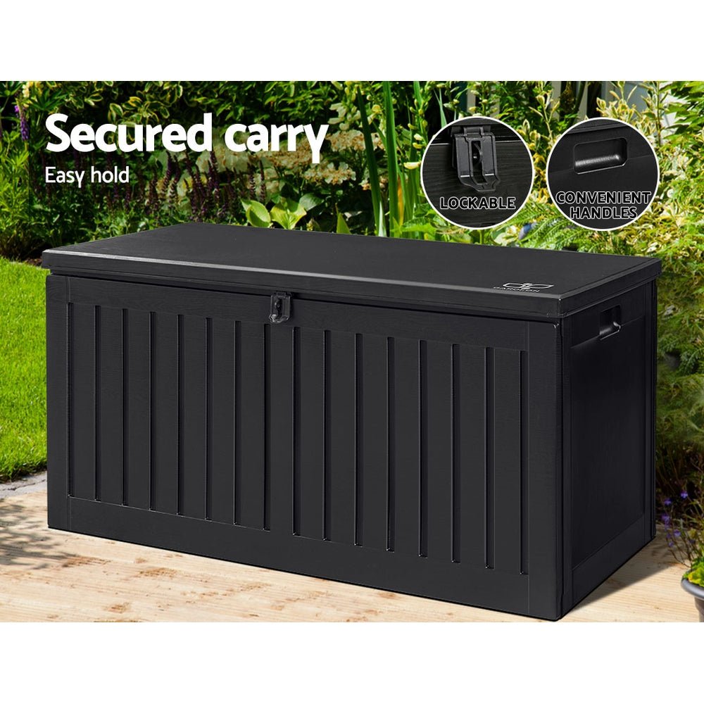 Outdoor Storage Box 270L Container Lockable Garden Bench Tool Black