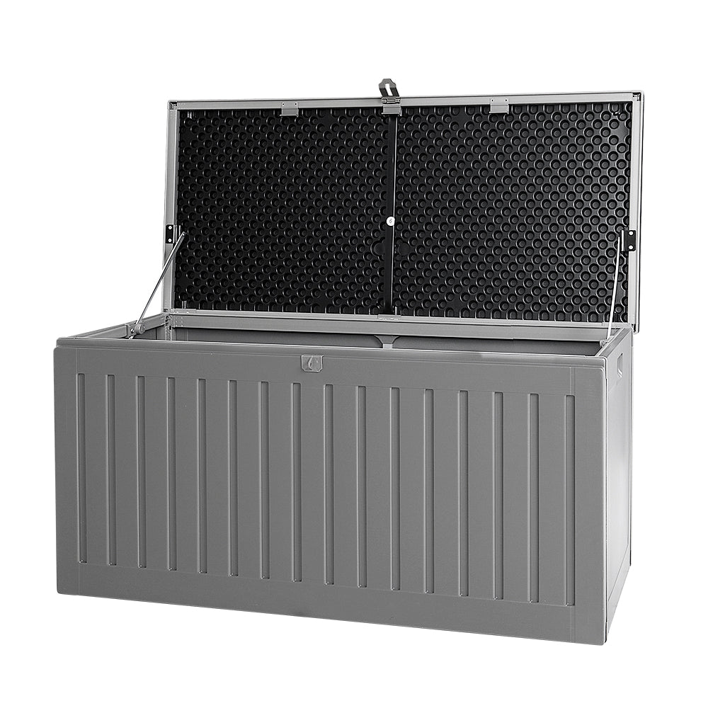 Outdoor Storage Box 270L Container Lockable Garden Bench Tool Grey