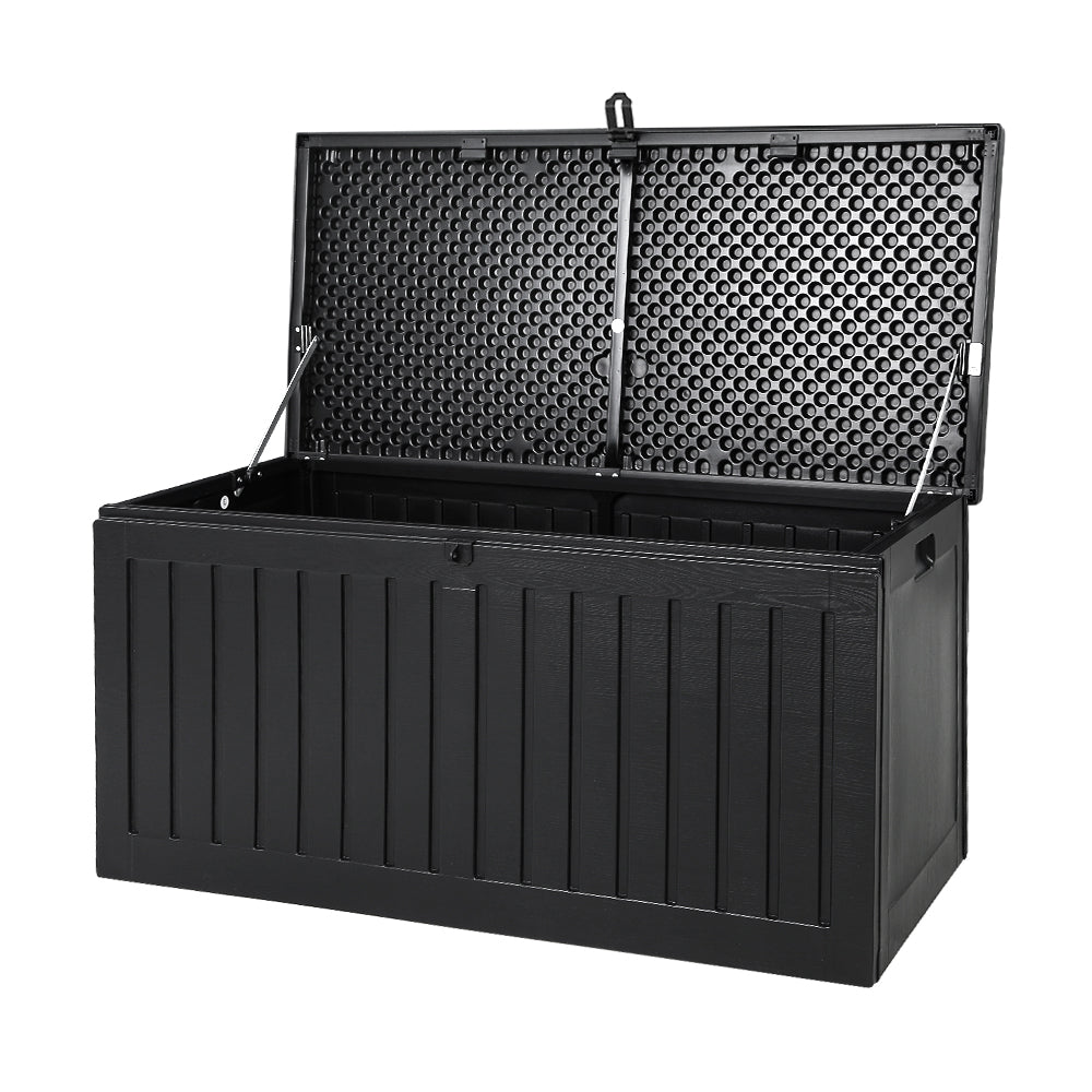 Outdoor Storage Box 270L Container Lockable Garden Bench Tool Black