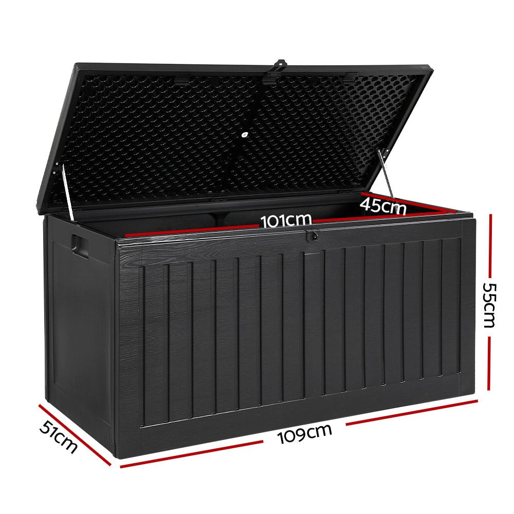 Outdoor Storage Box 270L Container Lockable Garden Bench Tool Black