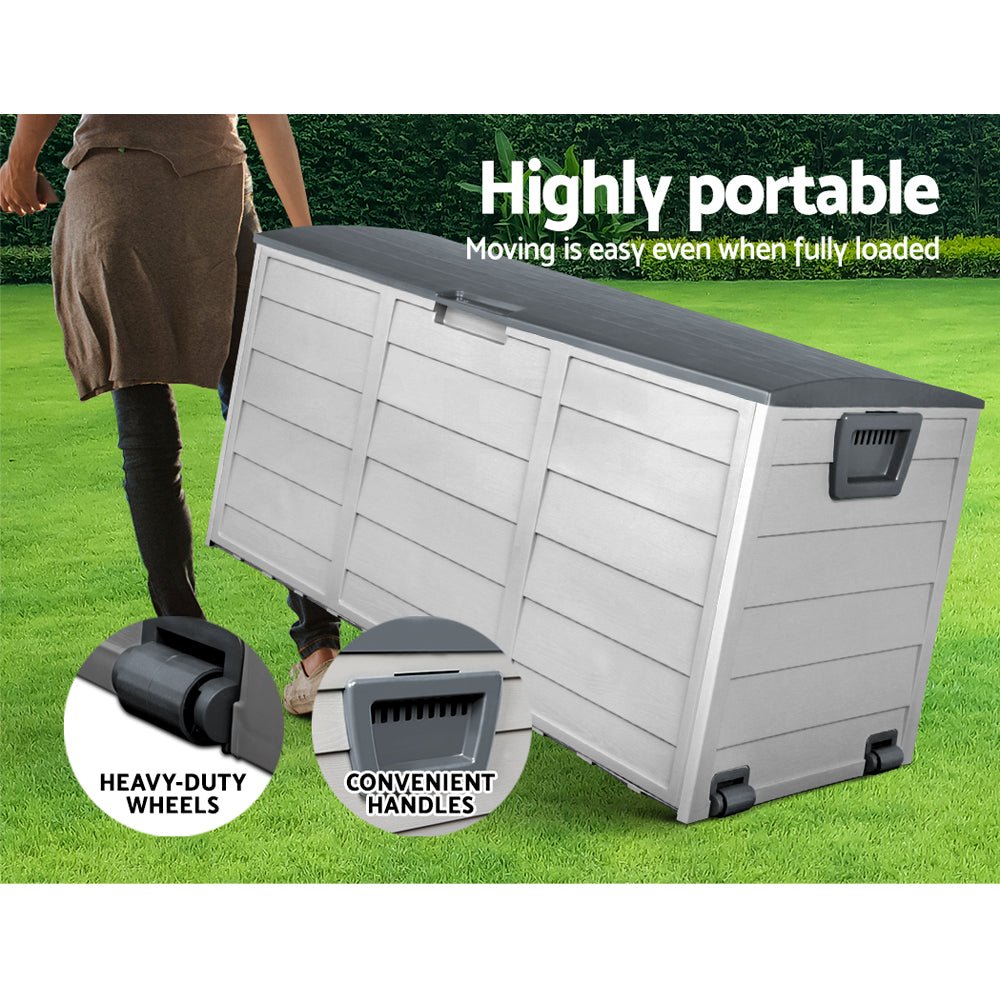 Outdoor Storage Box 290L Lockable Organiser Garden Deck Grey